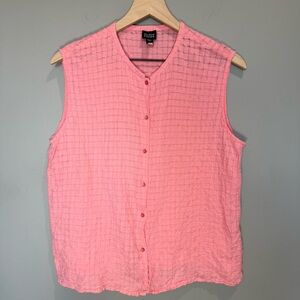 Eileen Fisher Organic Cotton Voile Box Vest Sz Large
